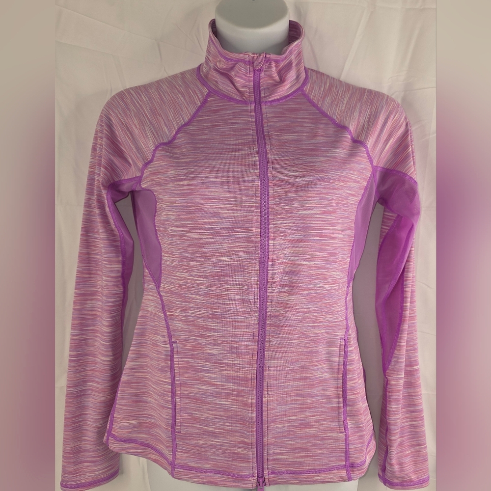 Z By Zella Women's Pink Purple Athletic Zip Up Jacket Workout Size Large AE-1624